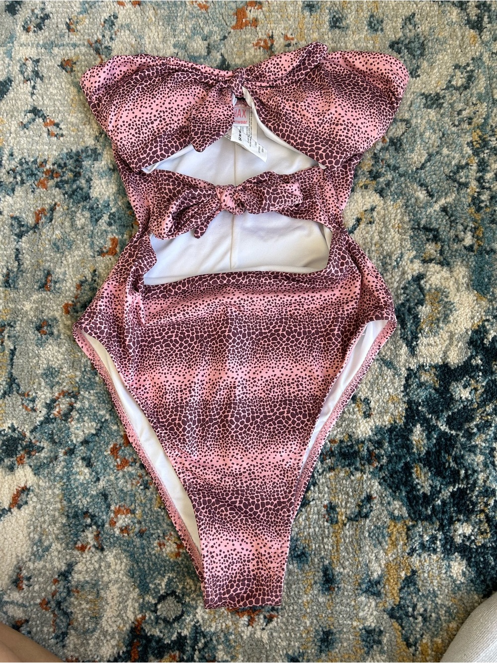 Pink Leopard-Print Cutout Bow One-Piece